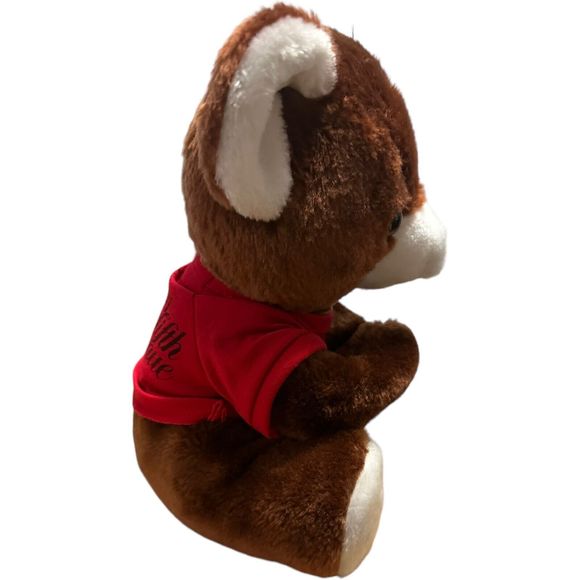 Saks Fifth Avenue Brown Teddy Bear Plush Steven Smith Red Shirt Stuffed Animal - Picture 15 of 16